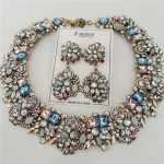 2025 nouveau indien ethnique cristal strass collier boucles d&rsquo;oreilles femmes mariage mariée bijoux ensembles déclaration grand collier ras du cou