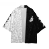 kimono traditionnel japonais hommes et femmes casual mode streetwear cardigan harajuku haori tops noir blanc lâcheur yukata
