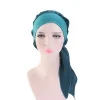 simple pour les femmes écharpe bandeau femmes chapeau bonnet de nuit hijab élastique bandeau de cheveux turban casquette soyeux bonnet foulard