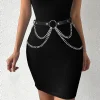  femmes sexy en cuir harnais ceinture taille chaîne harnais mode ceinture accessoire loisirs punk gothique vêtements bijoux ceinture