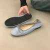ballerines peu profondes pour femmes, chaussures de danse à bout rond, à la mode, avec nœud papillon, à enfiler, nouvelle collection 2025