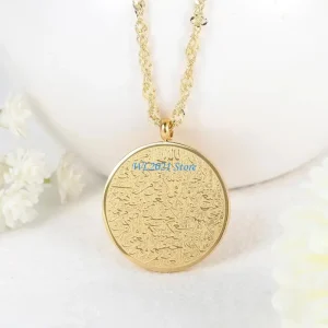 G5GC – collier musulman islamique, pendentif rond avec signe, médaillon Allah, bijoux religieux, décoration pour hommes