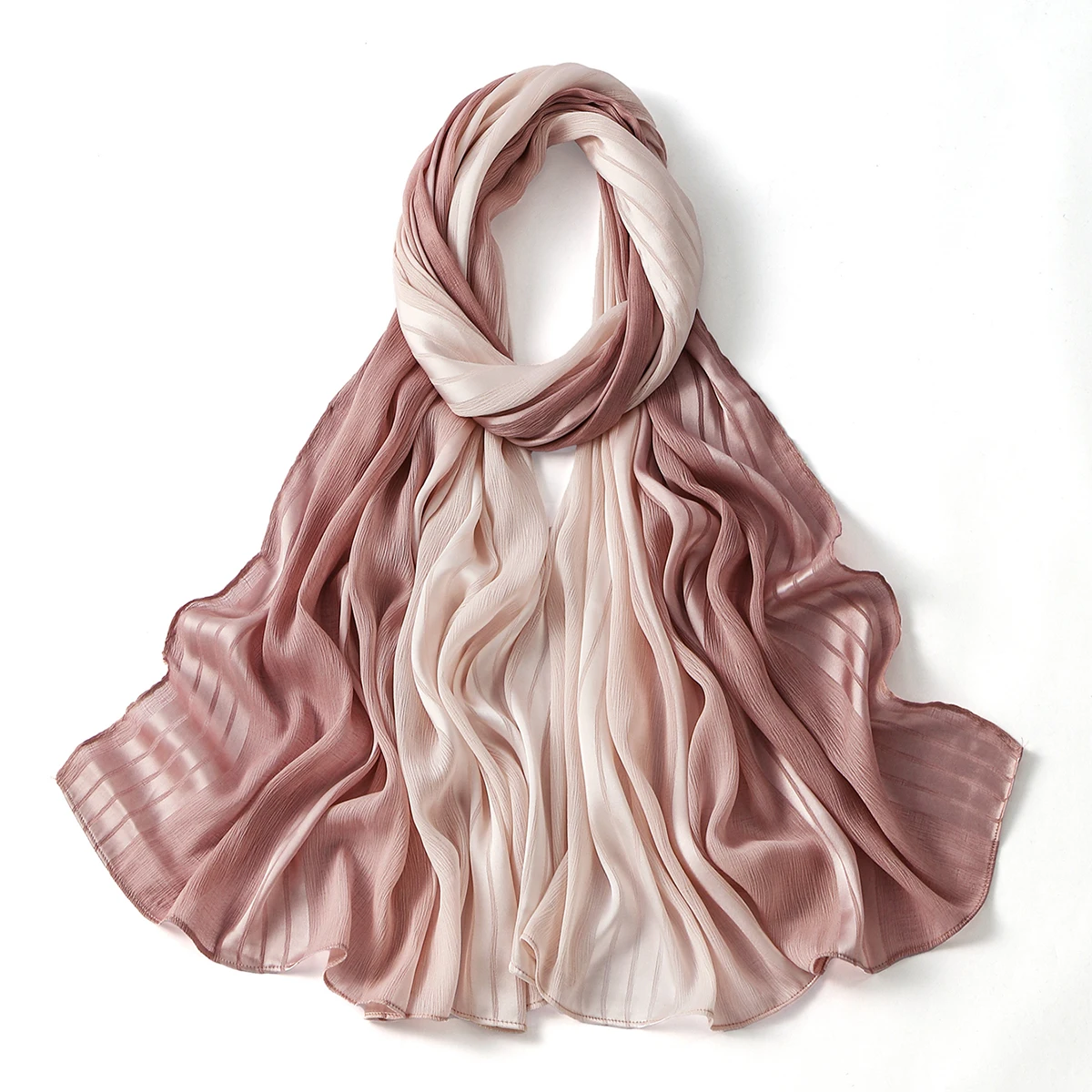 foulard hijab en satin de soie froissé dégradé, châle solide en mousseline de soie pour femmes musulmanes, écharpe en fil premium, turban islamique pour ramadan