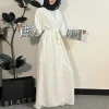 abaya musulmane à manches longues pour femmes, cardigan ouvert devant, robe maxi, vêtements pour femmes, gland brodé, kaftans, jilbabs