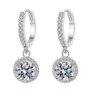 boucles d'oreilles rondes en argent sterling 925 pour femmes, 1 carat, moissanite, style de soirée de luxe