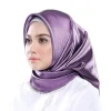 foulard carré en satin de soie 90 pour femme musulmane, couleur unie, châles hijab, mode simple, turban islamique