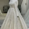 ciynsia personnalisé luxe paillettes perlée robe de mariée pour mariée col haut dubaï arabe hijab musulman robe de mariée robes de mariée