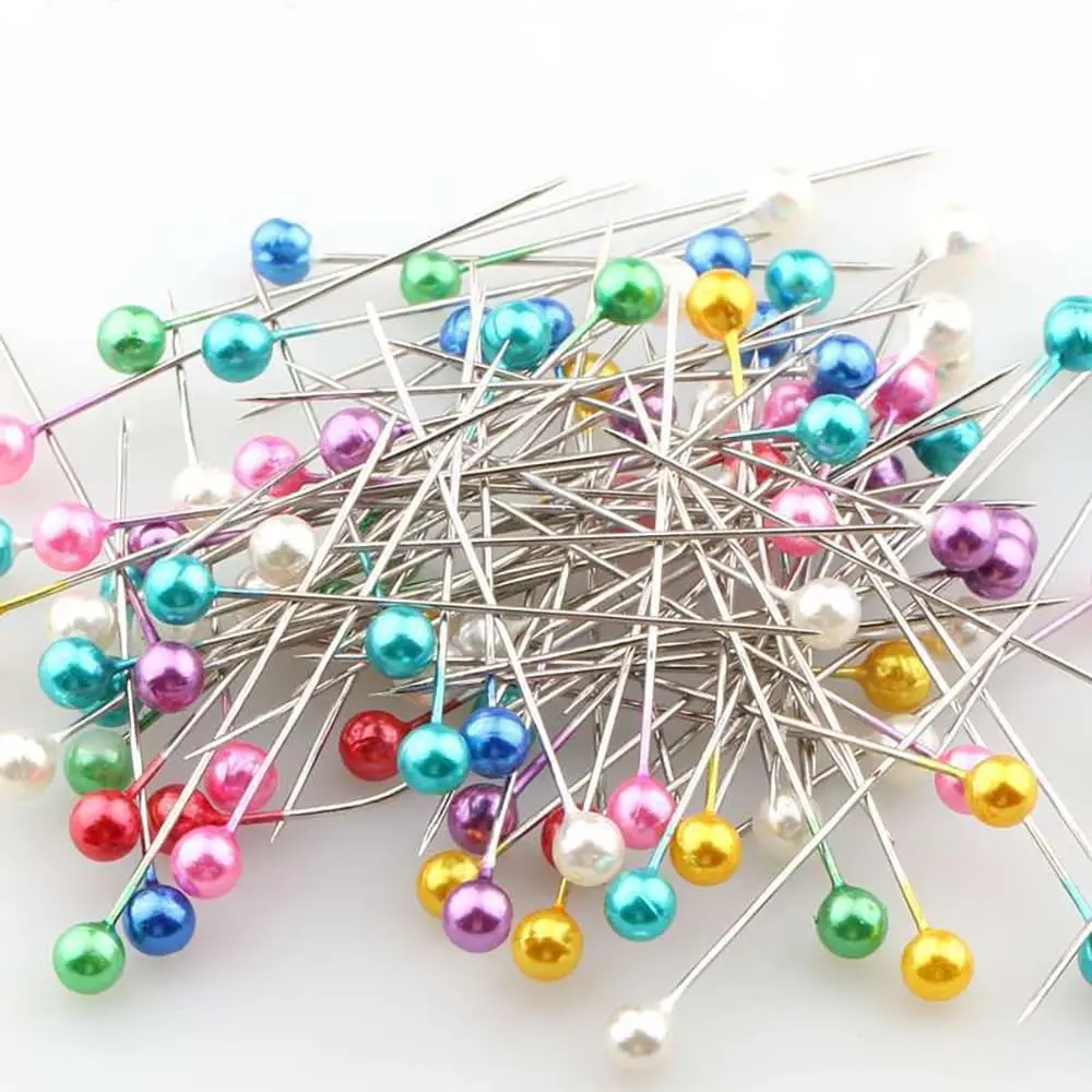 Aiguilles à tête de perle rondes colorées de 38cm, 50/100 pièces, épingles à coudre droites pour la couture, outils de couture, bricolage, positionnement Aiguilles à tête de perle rondes colorées de 38cm, 50/100 pièces, épingles à coudre droites pour la couture, outils de couture, bricolage, positionnement
