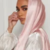hijab plissé en satin et mousseline de soie pour femme musulmane, Écharpe de luxe, bandana, bandeau de sauna, châle chic, turban