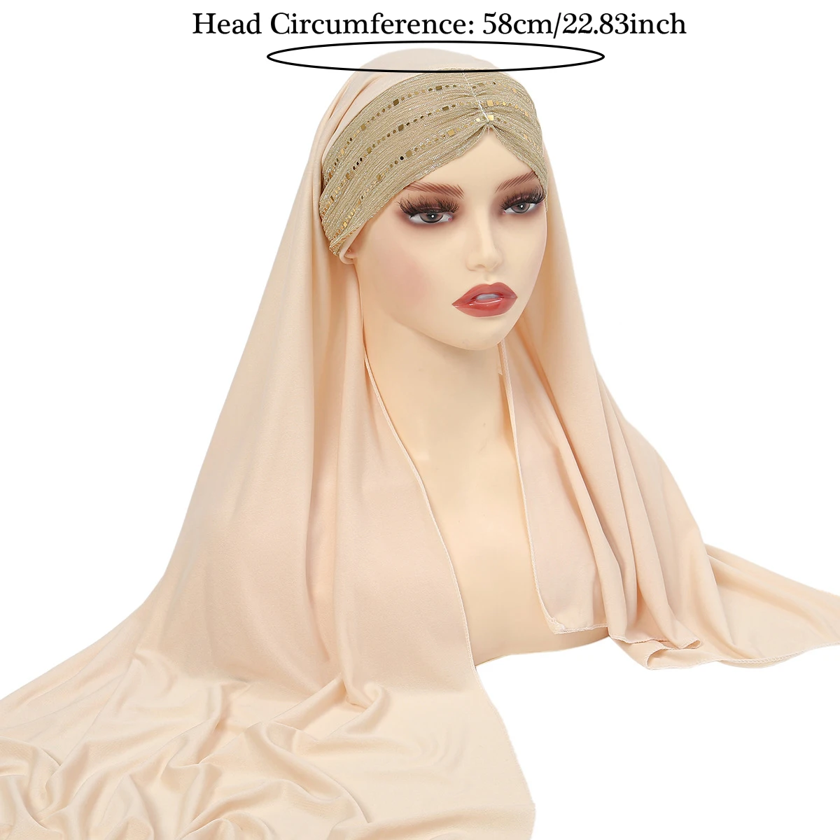 nouveau femmes musulmanes khimar paillettes hijab croix front écharpe bandeau vêtements islamiques foulard amira bandeau turbante mujer