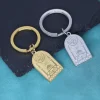 porte clés avec pendentif en acier inoxydable pour hommes et femmes, bijoux religieux islamiques, cadeau amulette