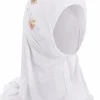 bohowaii enfants filles musulman instantané hijab prêt à porter châles islamiques turban avec fleurs écharpes jersey bandeau (2 7 ans)