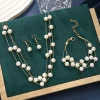 ensemble de bijoux pour femmes, élégant, multicouche, empilé, imitation de perles, bracelet, boucles d'oreilles, parfait, usage quotidien, cadeau de fête