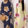 Femmes arabe Eid musulman dubaï Abaya Robe de luxe mode fleur imprimé Robe longue caftan Robe Femme africain Islam vêtements Kebaya Femmes arabe Eid musulman dubaï Abaya Robe de luxe mode fleur imprimé Robe longue caftan Robe Femme africain Islam vêtements Kebaya