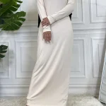 Abaya-Robe d&rsquo;intérieur décontractée pour femmes musulmanes, hijab à col roulé, robe maxi, caftan turc, vêtements islamiques