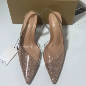Chaussures élégantes à talons hauts pour femmes, strass brillants, sandales d&rsquo;été transparentes à la mode pour mariée et mariage, 2025
