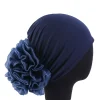 femmes hijabs turban grande fleur tissu élastique bandes de cheveux chapeau bonnet dames musulman solide perte de cheveux écharpe casquette cheveux accessoires