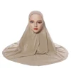 foulard hijab pour femmes, couvre tête arabe, double couche, bord rond, capuchon inférieur, écharpe haute élastique