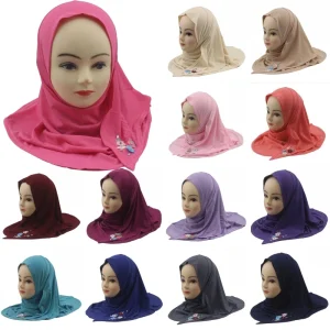 Écharpe de sauna Hijab islamique pour filles, turban arabe, bonnet Amira, châles pour enfants, accessoires pour enfants, une pièce, 2-6 ans