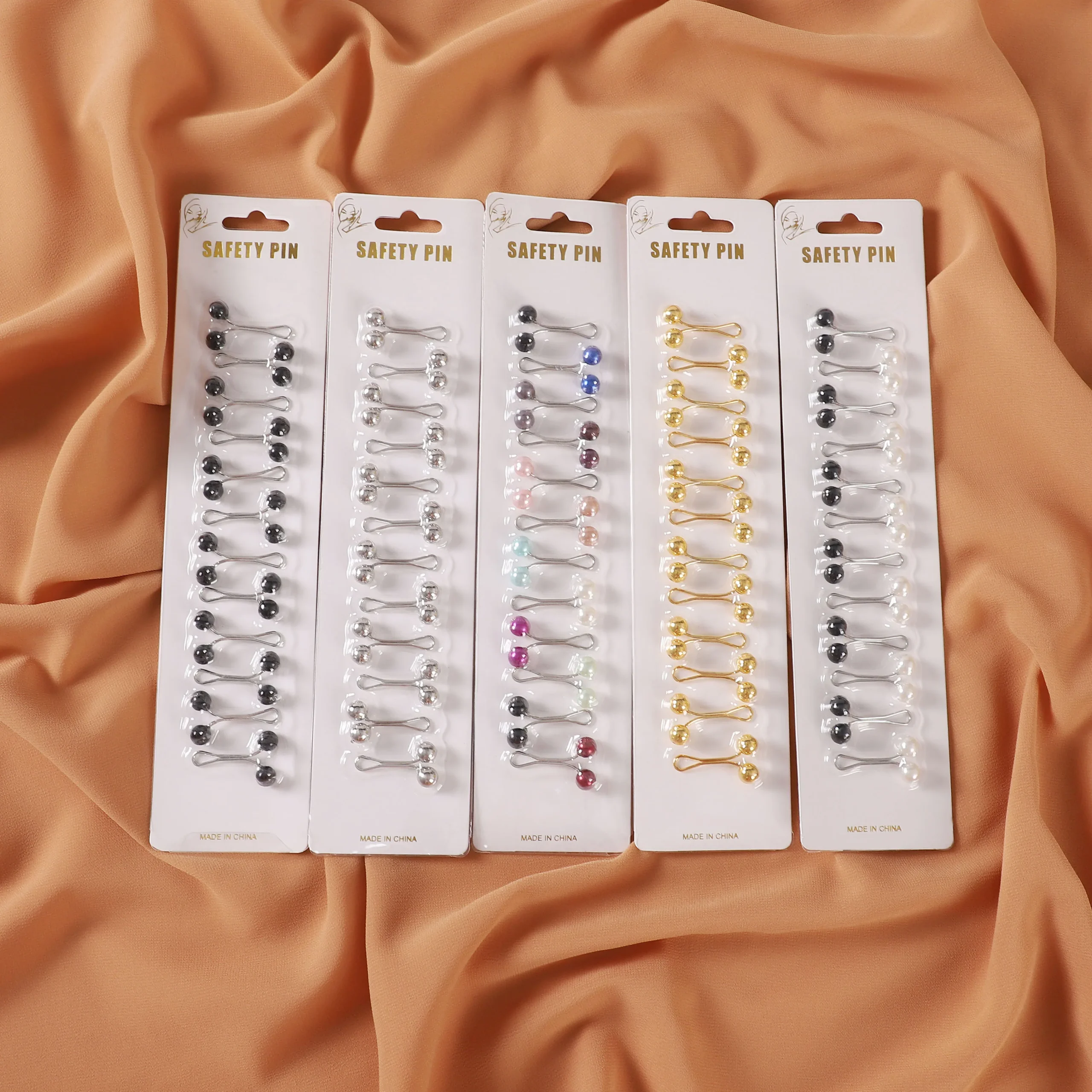 Épingles à clip colorées transparentes sans couture pour femmes musulmanes, épingles à foulard hijab, épingles en forme de u, document solide islamique pour dames, chaud, 12 pièces/feuille