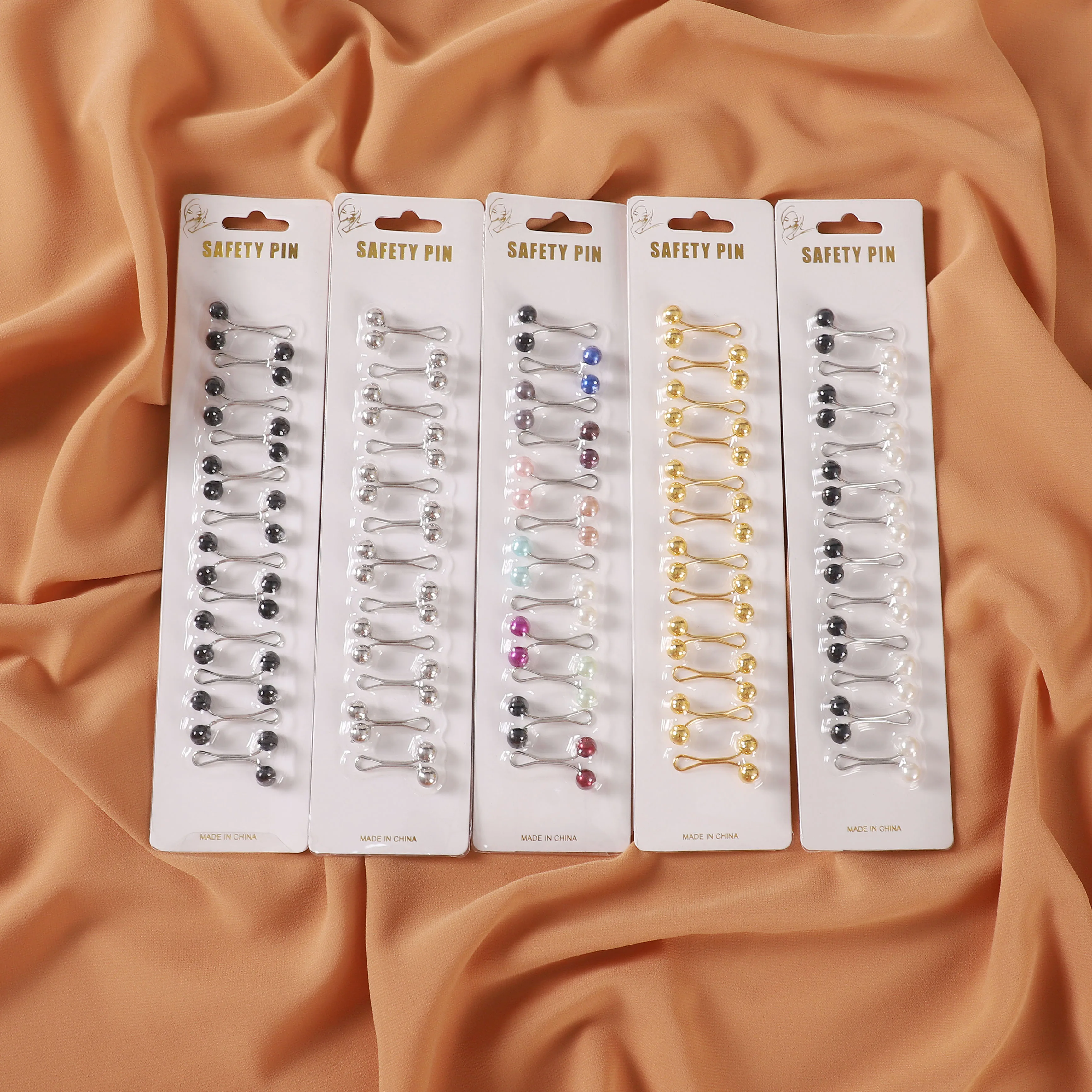 Épingles à clip colorées transparentes sans couture pour femmes musulmanes, épingles à foulard Hijab, épingles en forme de U, document solide islamique pour dames, chaud, 12 pièces/feuille