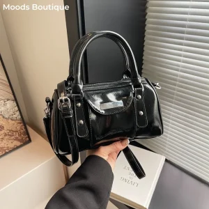 sac de luxe femme sac a main femme Mini sacs à bandoulière en cuir PU brillant pour femme, sac à main de créateur de luxe, sac à main à poignée supérieure, ouvert par un document pur, dernier, bordeaux, 2024