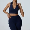 gilet de sport vêtements de yoga dos nu les deux épaules débardeur de sport soutien gorge de sport antichoc avec bonnets amovibles intégrés survêtements