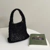 sac fourre tout d'été tissé à la main ogo crochet, sac de plage initié, sac à main évidé pour dames, ulde paille sous les bras