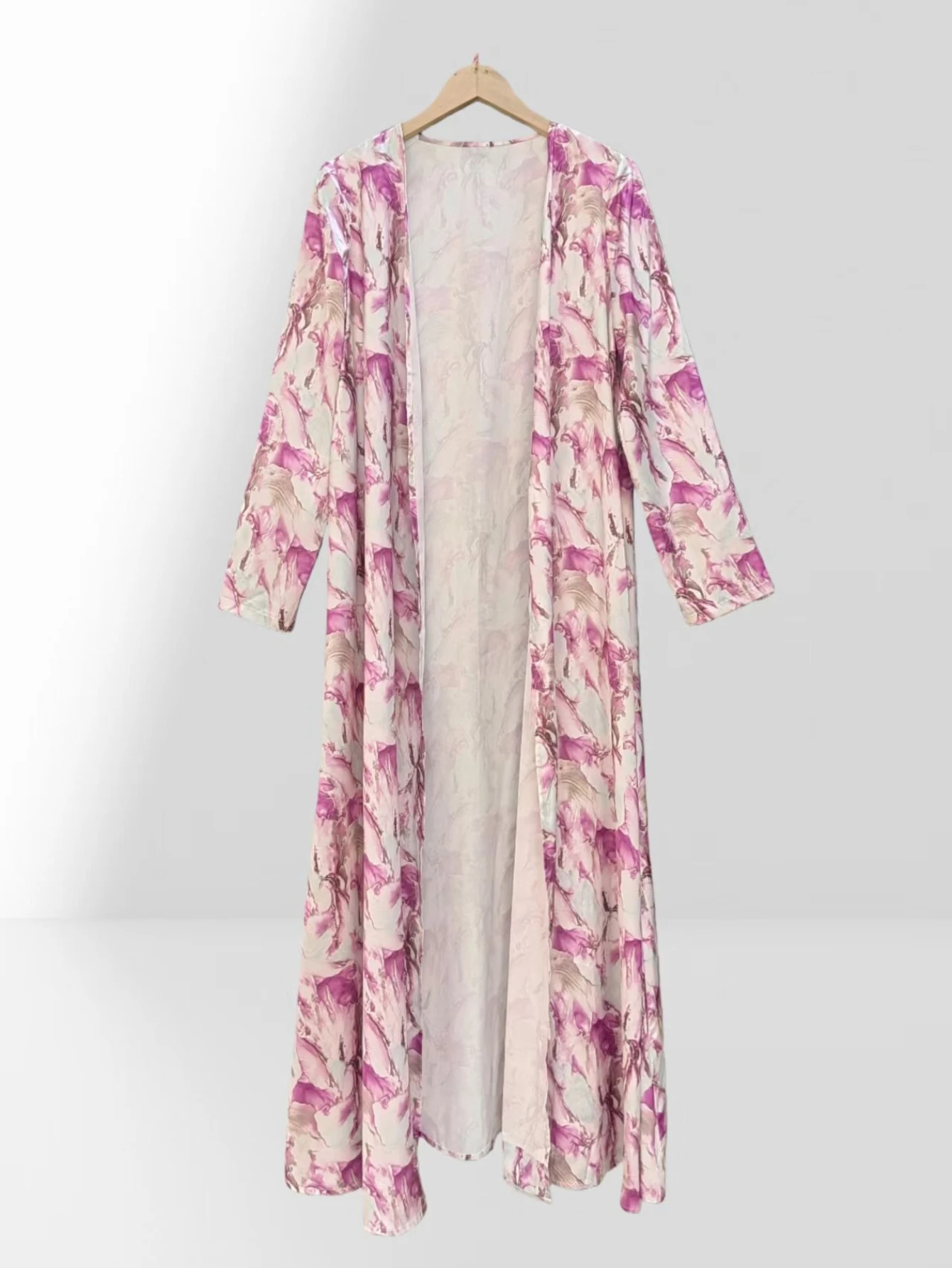 abaya + hajib imprimé floral du moyen orient, 2 pièces pour femmes musulmanes, abayas ouvert sur le devant, caftans à manches longues, robes maxi islamiques jilbabs