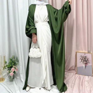 Abaya de luxe à manches bouffantes pour femmes musulmanes, robe de ramadan, robe de soirée blanche et rose, vêtements kimono, Turquie, Dubaï, vêtements islamiques pour filles