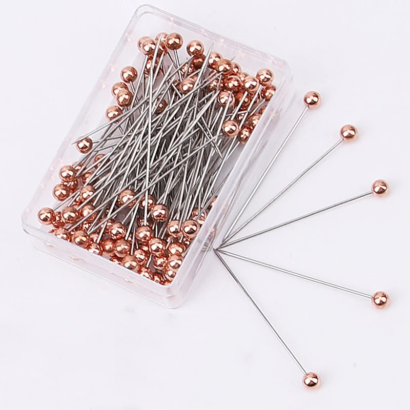 Épingles à coudre rondes en perles, 100 pièces/boîte, épingles à tête multicolores, épingles de Quilting droites pour couturière, positionnement, décoration de bijoux à faire soi-même