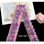 Rubans en dentelle à paillettes, 1 mètre, fleurs, maille, tissu organza, vêtements pour robe, accessoires pour cheveux, vêtements décoratifs