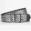 ceinture pour femmes, perles carrées à la mode, clous en saule, trois yeux d'échappement, punk street cool, ceintures personnalisées pour hommes et femmes