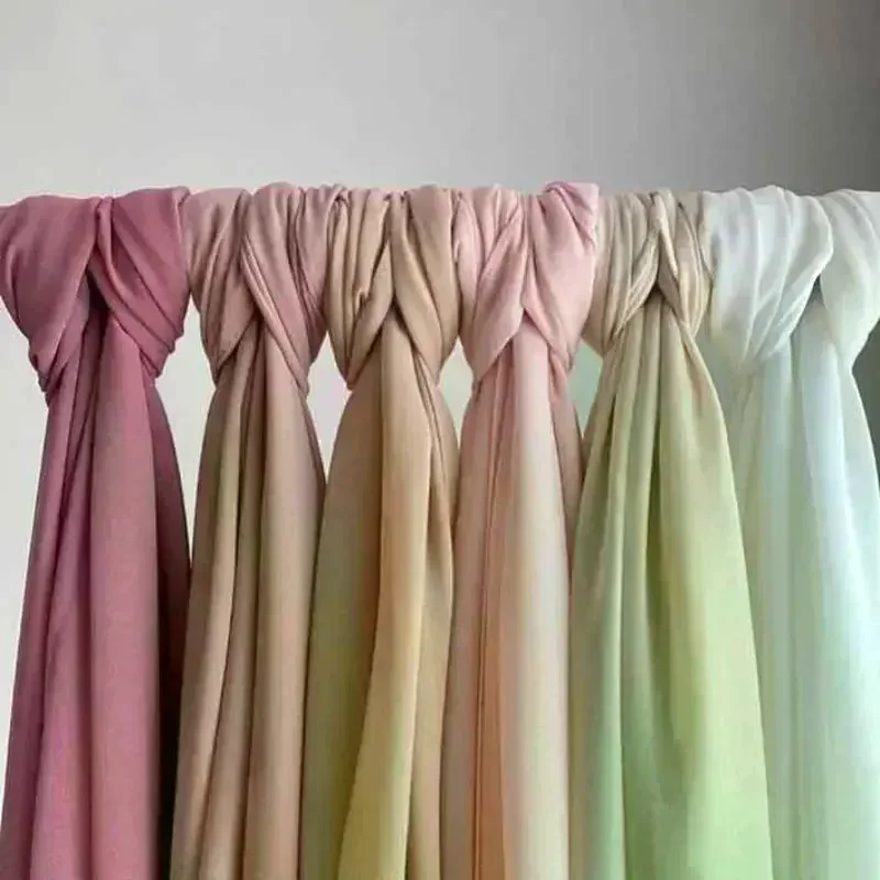 ramadan musulman en mousseline de soie hijabs pour femme couleur unie foulard long châle écharpe mince respirant crème solaire tête enveloppement hijabs écharpe