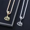 moissanite – collier avec pendentif en forme de rune musulmane, en argent sterling 925, bijoux pour hommes, avec diamants scintillants, allah