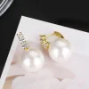 boucles d'oreilles pendantes avec perle, couleur or noble, accessoires d'oreille élégants, bijoux de fête gracieux pour femmes