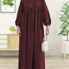 robe abaya modeste pour femmes musulmanes robe simple à manches bulles col rond robe abaya islamique respirante