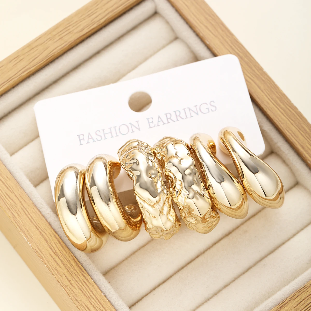 Boucles d'oreilles minimalistes en forme de C pour femmes, mode classique européenne et américaine, cadeaux pour mères et meilleurs amis, 03/Wear, 6 pièces par ensemble