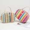 sac tissé en paille coloré pour femmes, sac à main polyvalent de plage d'été, sac à bandoulière pour femmes