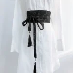 Femme nouvelle mode élégante ceinture japonais Kimono traditionnel Cardigan Obi femmes fille Yukata Obi Harajuku noir blanc ceinture de pansement