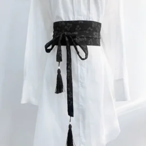 Femme nouvelle mode élégante ceinture japonais Kimono traditionnel Cardigan Obi femmes fille Yukata Obi Harajuku noir blanc ceinture de pansement