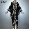 WINYI élégant broderie kimono bohème luxe maillots de bain maillot de bain couvrir femmes Cardigan vacances long manteau abaya dubaï luxe