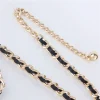 ceintures en chaîne de perles pour femmes, en cuir, de luxe, en métal, multicouches, à fleurs, pour robe, chaîne de taille pour dames