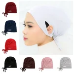 Foulard de tête sous-capuchon avec trou d&rsquo;oreille Hijabs pour femmes cravate élastique Hijab femmes Hijab bandeau écharpe à capuche islamique sous écharpe filles
