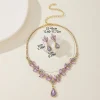 ensemble de bijoux en cristal brillant pour fête de mariage, boucles d'oreilles exquises en strass, collier goutte d'eau de luxe pour femmes