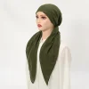 casquettes hijab pour femmes musulmanes, foulard féminin, mouchoir, long, coton, lin, doux, élastique, design innovant, document solide
