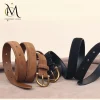 mode femmes ceinture daim en cuir véritable ceinture maigre boucle en or vin rouge ceintures pour jean pantalon décontracté