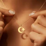 Collier croissant de lune et étoile en acier inoxydable pour hommes et femmes, pendentif amulette musulmane islamique spirituelle, bijoux religieux turcs