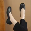chaussures plates confortables à semelle souple pour femmes, nouveau style d'automne 2025, chaussures en cuir souple à talons bas, chaussures à enfiler à talons épais, meilleures ventes