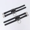 1 paire de ceinture de cheville ceinture de sécurité de cheville noire, bracelets de jambe réglables avec anneaux manchette de cheville en cuir harnais de cheville en cuir